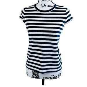 Madewell Women Striped Crew Neck Short Sleeve Velvet top size XS boho nautical